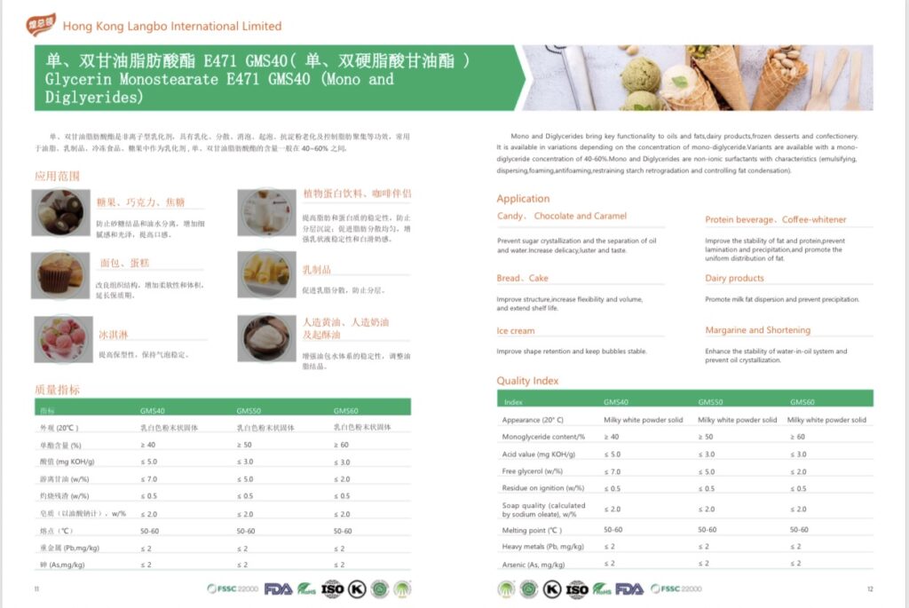 Mono- and Diglycerides E471 GMS40